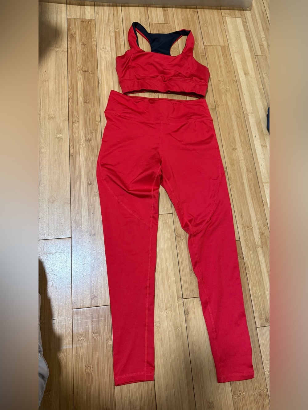 Red Women's High-Waist Leggings & Sports Bra Set